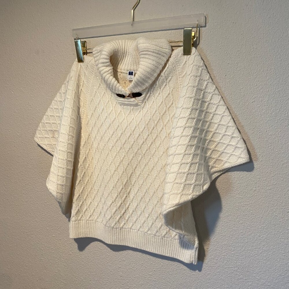 Janie and‎ Jack Girls Cream Knit Cape Poncho Size 7 Winter Sweater - Picture 3 of 4